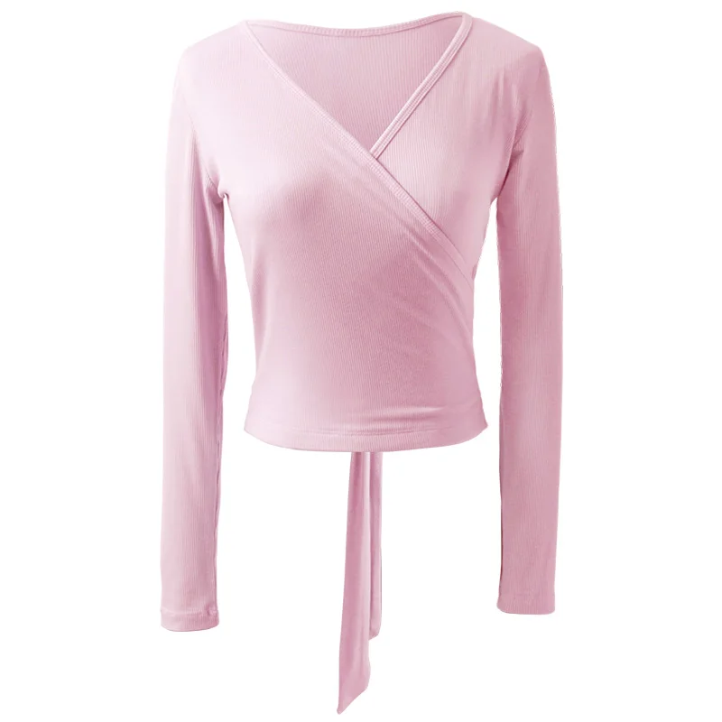 Woman Ballet Jacket Dance Top Wrap Knitted V Neck Long Sleeve Dance Shirt Bandage Ballet Tops Training Tops Dance Costumes - Image 6