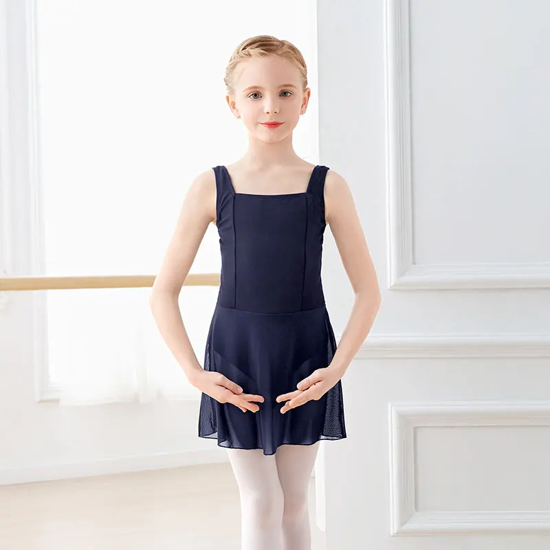 Girls Ballet Dress Dance Leotard Dress Sleeveless Cotton Square Collar Vest Dress Splice Dance Dress For Girls Camisole Dress - Image 3