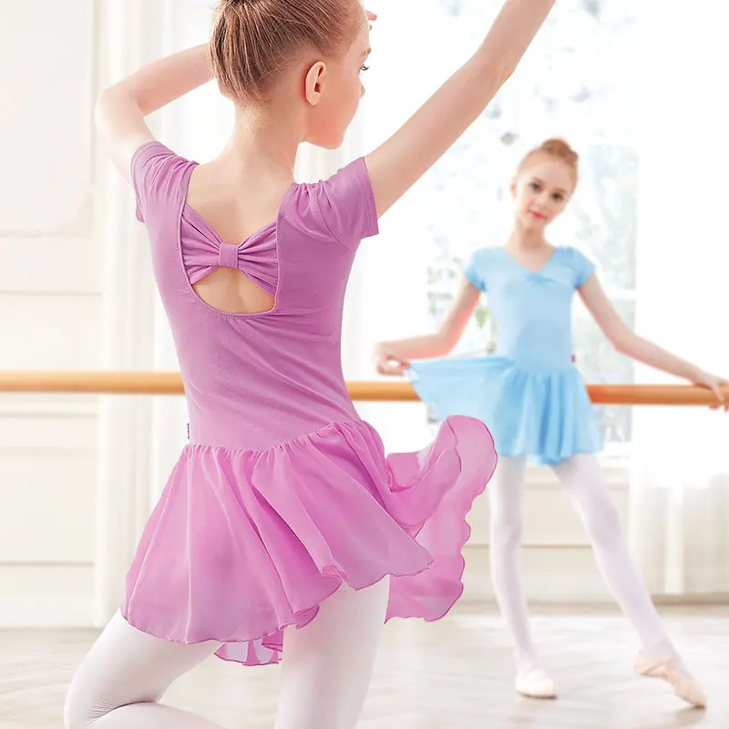 Ballet Leotard Dress Girls Ballet Dress Kids Camisole Gymnastics Leotard With Lining Dress Chiffon Skirt Bowknot Dance Leotards - Image 3