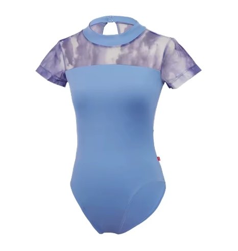 Ballet Leotards Woman Dance Leotard Nylon Stand Collar Tie Dye Splice Short Sleeve Gymnastics Leotard Dancing Bodysuit Adults - Image 3